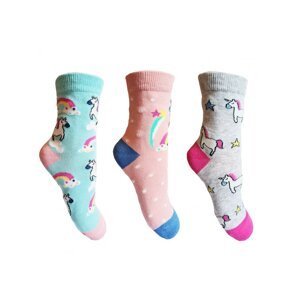 Dívčí ponožky Aura.Via - GMZ7756, šedá/ mentol/ růžová Barva: Mix barev, Velikost: 28-31