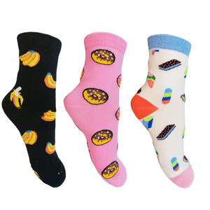 Dívčí ponožky Aura.Via - GNZ8066, bílá/ růžová/ černá Barva: Mix barev, Velikost: 28-31
