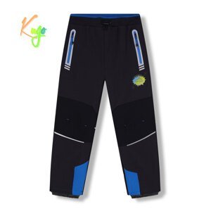 Chlapecké softshellové kalhoty, zateplené - KUGO HK5622, tmavě šedá / modré zipy Barva: Šedá, Velikost: 116