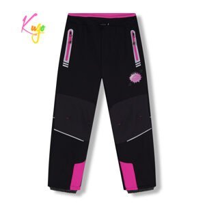 Dívčí softshellové kalhoty, zateplené - KUGO HK5622, černá / růžové zipy Barva: Černá, Velikost: 128