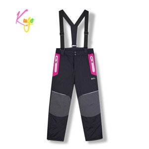 Dívčí lyžařské kalhoty - KUGO DK8231, černá / růžové zipy Barva: Černá, Velikost: 146