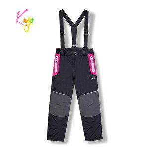 Dívčí lyžařské kalhoty - KUGO DK8231, černá / růžové zipy Barva: Černá, Velikost: 164