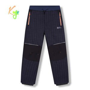 Chlapecké softshellové kalhoty, zateplené - KUGO HK5631, šedomodrá / oranžové zipy Barva: Šedá, Velikost: 134