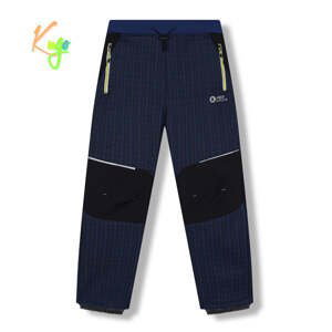 Chlapecké softshellové kalhoty, zateplené - KUGO HK5631, modrá / signální zipy Barva: Modrá, Velikost: 140