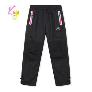 Dívčí šusťákové kalhoty, zateplené - KUGO DK8237, černá / růžové zipy Barva: Černá, Velikost: 152
