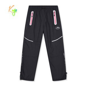 Dívčí šusťákové kalhoty, zateplené - KUGO DK8238, černá / růžové zipy Barva: Černá, Velikost: 140