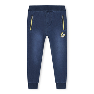 Chlapecké riflové kalhoty / tepláky - KUGO TM8259K, tmavší modrá / žluté zipy Barva: Modrá, Velikost: 116
