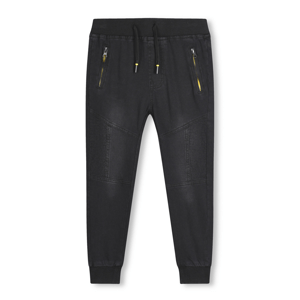 Chlapecké riflové kalhoty / tepláky - KUGO CK0906, černá / žluté zipy Barva: Černá, Velikost: 128