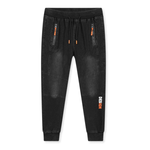 Chlapecké riflové kalhoty / tepláky - KUGO CK0929, černá / oranžová aplikace Barva: Černá, Velikost: 146
