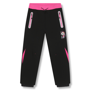 Dívčí softshellové kalhoty, zateplené - KUGO HK5617, černá / růžový pas Barva: Černá, Velikost: 104
