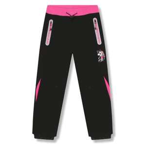 Dívčí softshellové kalhoty, zateplené - KUGO HK5617, černá / růžový pas Barva: Černá, Velikost: 110
