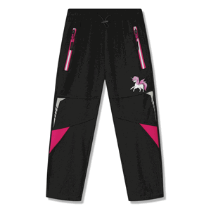 Dívčí softshellové kalhoty, zateplené - KUGO HK8623, černá / růžová aplikace Barva: Černá, Velikost: 104