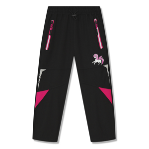 Dívčí softshellové kalhoty, zateplené - KUGO HK8623, černá / růžová aplikace Barva: Černá, Velikost: 110