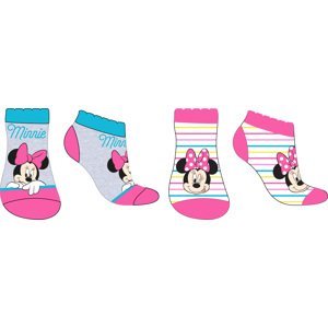 Minnie Mouse - licence Dívčí kotníkové ponožky - Minnie Mouse 52347273, šedá / proužek Barva: Mix barev, Velikost: 23-26