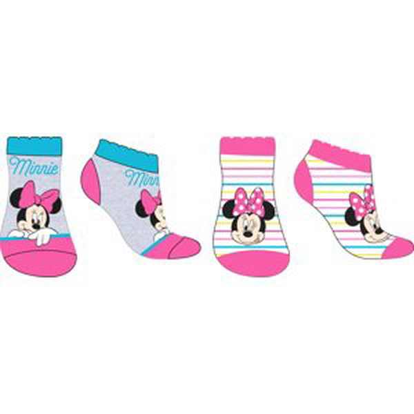 Minnie Mouse - licence Dívčí kotníkové ponožky - Minnie Mouse 52347273, šedá / proužek Barva: Mix barev, Velikost: 27-30