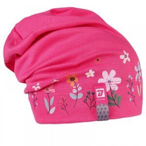 Bavlněná čepice Dráče - Pepe 18, neonově růžová, kytičky Barva: Růžová, Velikost: 48-50