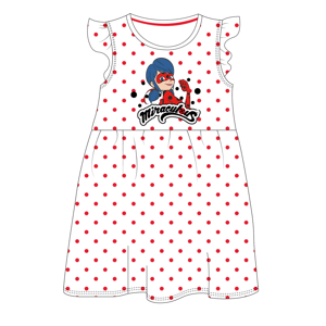 Dívčí šaty - Kouzelná Beruška Miraculous 5223321, bílá / červené tečky Barva: Bílá, Velikost: 116