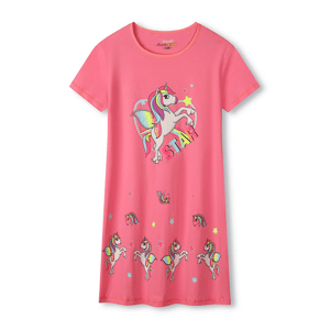 Dívčí noční košile - KUGO MN1766, tmavší růžová Barva: Růžová tmavší, Velikost: 128