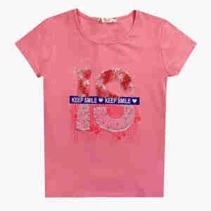 Dívčí triko - KUGO K778, růžová Barva: Růžová, Velikost: 134