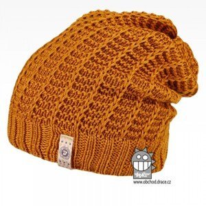 Merino pletená čepice Dráče - Harmony 26, hořčicová Barva: Hnědá, Velikost: 48-50