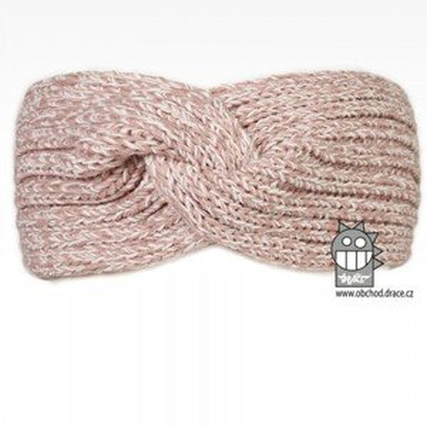 Pletená čelenka Dráče - Twist 01, starorůžová melír Barva: Růžová, Velikost: uni velikost