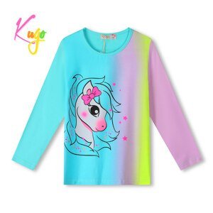 Dívčí tričko - KUGO PC3813, tyrkysová/fialková/signální Barva: Tyrkysová, Velikost: 98