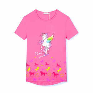Dívčí tričko - KUGO HC0683, růžová sytě Barva: Růžová, Velikost: 152