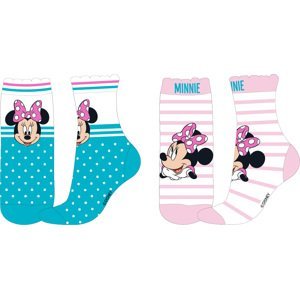Minnie Mouse - licence Dívčí ponožky - Minnie Mouse 52349865, tyrkysová / růžový proužek Barva: Mix barev, Velikost: 31-34