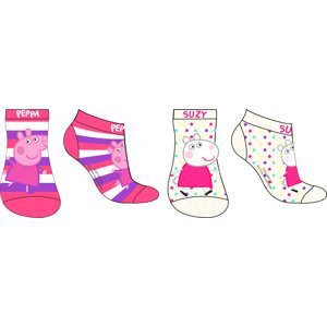 Prasátko Pepa - licence Dívčí kotníkové ponožky - Prasátko Peppa 5234974, smetanová / proužek Barva: Mix barev, Velikost: 23-26