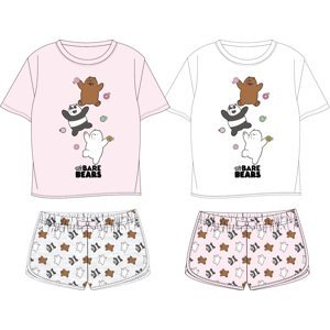 WE BARE BEARS Dívčí pyžamo - Mezi námi medvědy 5204755, bílá / růžové kraťasy Barva: Bílá, Velikost: 134