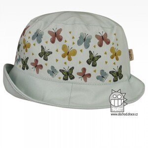 Bavlněný letní klobouk Dráče - Mallorca 23, zelinkavá, motýlci Barva: Zelinkavá, Velikost: 52-54