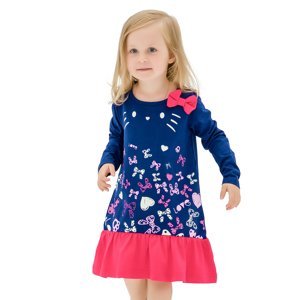 Dívčí šaty - WINKIKI WKG 92563, tmavě modrá / růžová Barva: Modrá tmavě, Velikost: 116