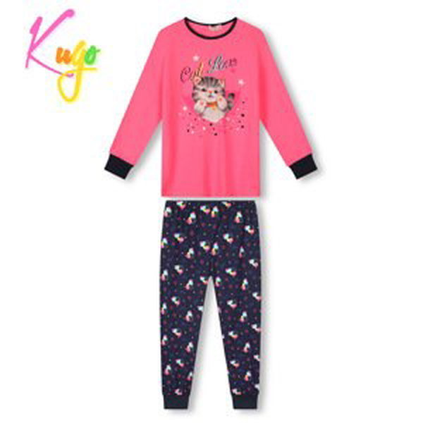 Dívčí pyžamo - KUGO MP1753, světle růžová / tmavě modrá Barva: Růžová, Velikost: 116