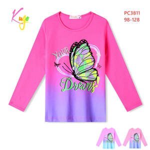 Dívčí tričko - KUGO PC3811, růžová / fialková Barva: Růžová, Velikost: 98