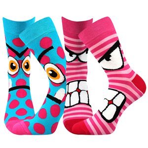 Dívčí ponožky Boma - Ksichtík, růžová / tyrkysová Barva: Mix barev, Velikost: 27-32