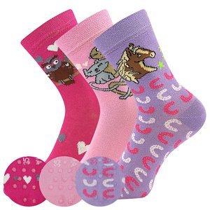 Dívčí ponožky Boma - Filip 05 ABS, růžová, fialková Barva: Růžová, Velikost: 20-24