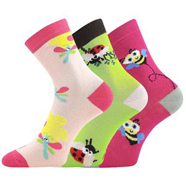 Dívčí ponožky Lonka - Woodik hmyz, mix barev Barva: Mix barev, Velikost: 20-24