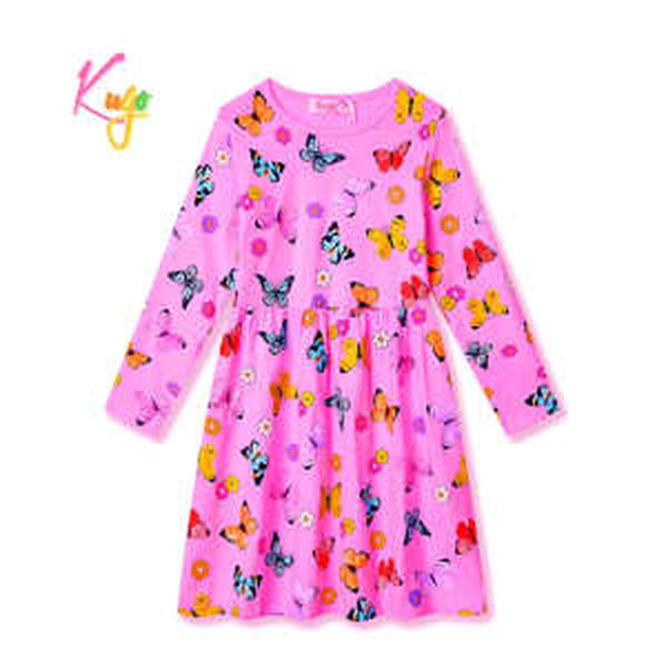 Dívčí šaty - KUGO HC9319, sytě růžová Barva: Růžová, Velikost: 98