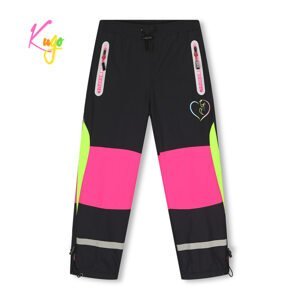 Dívčí šusťákové kalhoty, zateplené - KUGO DK7127, černá / růžová Barva: Černá, Velikost: 122
