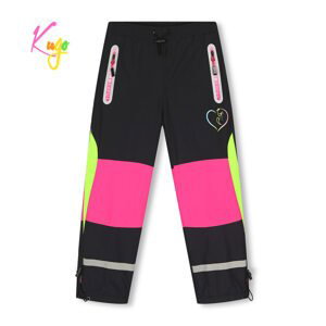 Dívčí šusťákové kalhoty, zateplené - KUGO DK7127, černá / růžová Barva: Černá, Velikost: 128