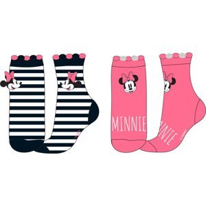 Minnie Mouse - licence Dívčí ponožky - Minnie Mouse 52348212, lososová / proužek Barva: Mix barev, Velikost: 31-34