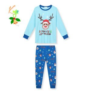 Chlapecké pyžamo - KUGO MP3837, světle tyrkysová / modré kalhoty Barva: Tyrkysová, Velikost: 140