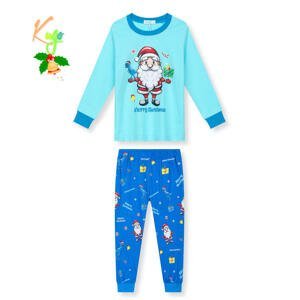 Chlapecké pyžamo - KUGO MP3836, světle tyrkysová / modré kalhoty Barva: Tyrkysová, Velikost: 128