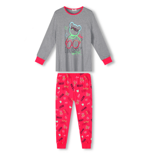 Dívčí pyžamo - KUGO MP1764, šedá / sytě růžové kalhoty Barva: Šedá, Velikost: 146