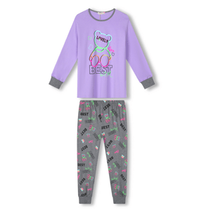 Dívčí pyžamo - KUGO MP1764, fialková / šedé kalhoty Barva: Fialková, Velikost: 140