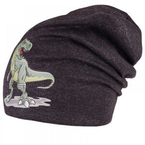 Bavlněná čepice Dráče - Pepe 22, černá / melír, dinosaurus Barva: Černá, Velikost: 52-54