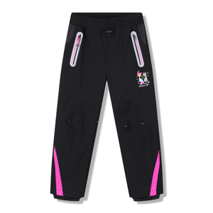 Dívčí softshellové kalhoty - KUGO HK5653, černá / růžové zipy Barva: Černá, Velikost: 110