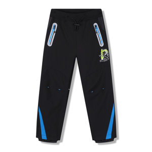 Chlapecké softshellové kalhoty - KUGO HK5653, černá / tyrkysové zipy Barva: Černá, Velikost: 110