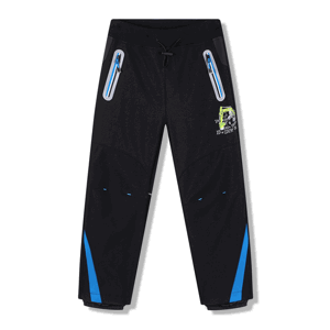 Chlapecké softshellové kalhoty - KUGO HK5653, černá / tyrkysové zipy Barva: Černá, Velikost: 134