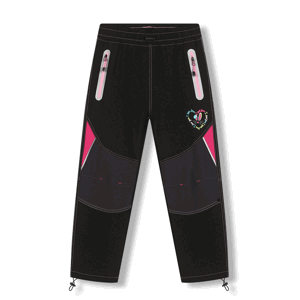 Dívčí softshellové kalhoty - KUGO HK7585, černá / růžové zipy Barva: Černá, Velikost: 110